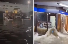 Frankfurt hava limanını su basdı, onlarla reys təxirə salındı