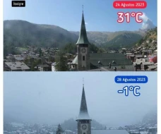 İsveçrədə soyuq şoku: Hava 31 dərəcədən -1-ə düşdü