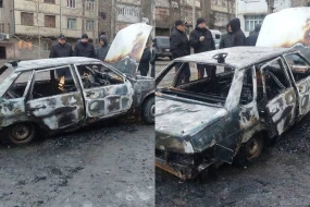 Gəncədə minik maşını yandı