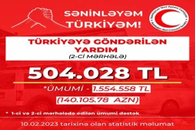 Türkiyəyə 140 min manatlıq yardım göndərilib - Azərbaycan Qızıl Aypara Cəmiyyəti