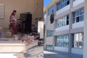 Türkiyənin “Pianoçu”su duyğulandırdı: Hatayda müəllim dağılmış məktəbə girdi, piano çaldı - VİDEO