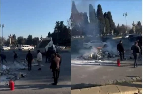 Bakıda ŞOK OLAY! Yanan yük maşınının sürücüsü görün nə etdi - VİDEO