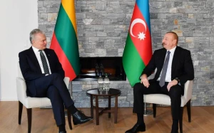 Azərbaycan və Litva prezidentləri Davosda görüşdülər - FOTO