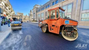 Bakıda bu yolda hərəkət məhdudlaşdırılıb - FOTOLAR