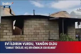 Bərdədə evə ildırım düşdü - VİDEO