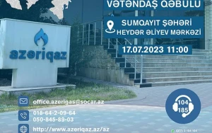 “Azəriqaz” rəhbərliyi vətəndaşları qəbul edəcək