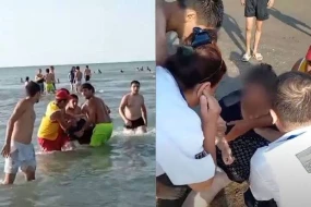 Bakıda dənizdə batma təhlükəsində olan 49 yaşlı qadın xilas edildi - VİDEO