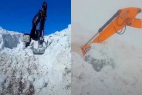 Çətin iqlim və relyef şəraitində yollar qardan təmizlənir - VİDEO