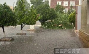Naxçıvana güclü leysan yağdı, dolu düşdü