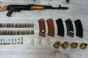 Qubada avtomat və 4 qumbara tapıldı - VİDEO