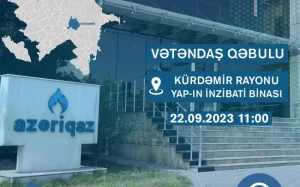 \"Azəriqaz\" rəhbərliyi Kürdəmirdə vətəndaş qəbulu keçirəcək
