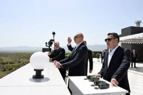 Prezidentlər Ağdamda məktəbin təməlqoyma mərasimində iştirak etdilər - FOTOLAR