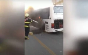Bakıda avtobus yandı - Video