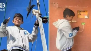 “Qazzalı Nyuton” öz ixtirası ilə qaçqın düşərgəsini işıqlandırdı - FOTO