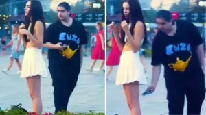 Sosial eksperiment üçün ətək altı foto çəkən gənc döyüldü - VİDEO