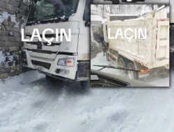 Laçında QƏZA: Yük maşınları toqquşdu - VİDEO