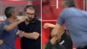 Canlı yayımda ata qızını döydü - VİDEO