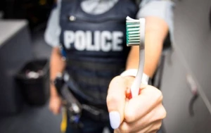 Diş fırçası ilə polisə hücum etdi