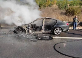 Tərtərdə minik avtomobili yandı