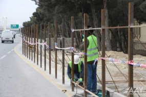 Yeni yerüstü piyada keçidinin inşasına start verildi - FOTOLAR