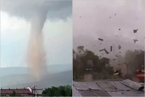 Erzurumda dəhşətli tornado evlərin damını göyə uçurdu - ANBAAN VİDEO