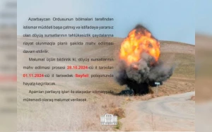 \"Seyfəli poliqonunda istismar müddəti başa çatmış döyüş sursatları məhv ediləcək\" - Müdafiə Nazirliyi
