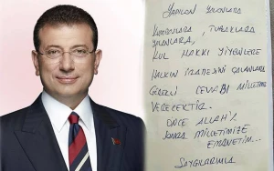 İmamoğlu öz əlyazması ilə paylaşım etdi- FOTO