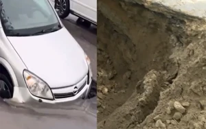 Bakıda bu yol 20 gündə ikinci dəfə çökdü - VİDEO&nbsp;&nbsp;