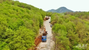 Bu yol əsaslı təmir olunur -&nbsp; VİDEO/FOTO