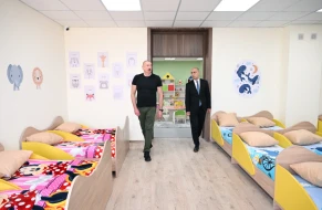 İlham Əliyev uşaq bağçasının və məktəbin açılışında - FOTOLAR