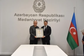 Mədəniyyət Nazirliyində Xalq artisti Fəxrəddin Manafovla görüş oldu - FOTO