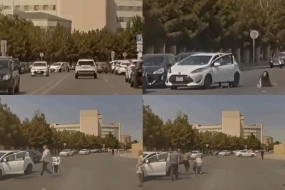 Piyadanı vuran sürücü yolun ortasında döyüldü - ANBAAN GÖRÜNTÜ