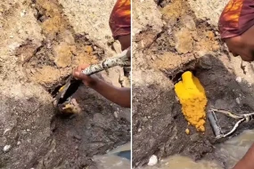 Kürəyini vurduğu yerdən qızıl fışqırdı