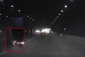 Tuneldə yük avtomobilinin törətdiyi qəzanın ANBAAN GÖRÜNTÜLƏRİ