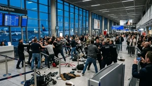 Almaniyada hava limanında kütləvi dava