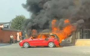 Yevlaxda “Toyota” yandı - VİDEO