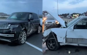 “Mercedes”lə “Range Rover” toqquşdu - VİDEO